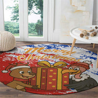 Chile Christmas Round Carpet with Flag Colors Tree Reindeer Condor and Gift Design - Wonder Print Shop