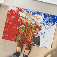 Chile Christmas Rubber Doormat with Flag Colors Tree Reindeer Condor and Gift Design - Wonder Print Shop