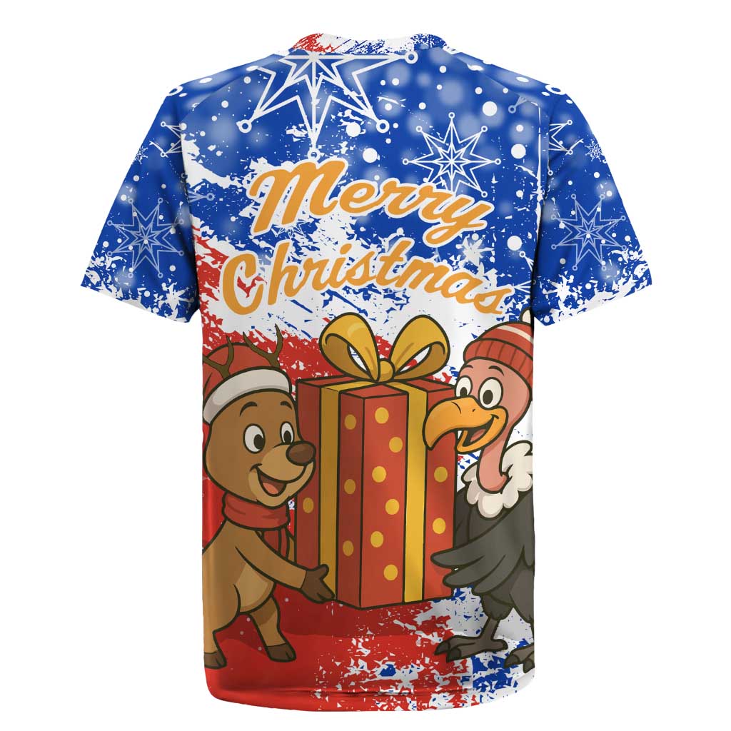 Chile Christmas Rugby Jersey with Flag Colors Tree Reindeer Condor and Gift Design - Wonder Print Shop