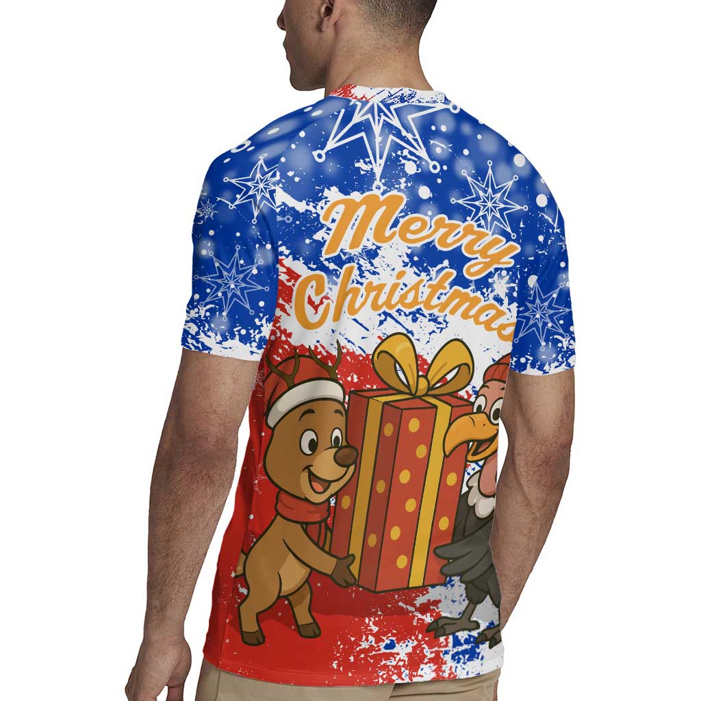 Chile Christmas Rugby Jersey with Flag Colors Tree Reindeer Condor and Gift Design - Wonder Print Shop
