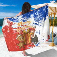 Chile Christmas Sarong with Flag Colors Tree Reindeer Condor and Gift Design - Wonder Print Shop