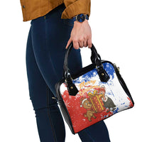 Chile Christmas Shoulder Handbag with Flag Colors Tree Reindeer Condor and Gift Design - Wonder Print Shop