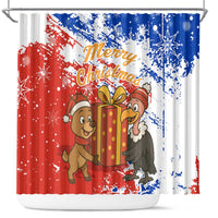 Chile Christmas Shower Curtain with Flag Colors Tree Reindeer Condor and Gift Design - Wonder Print Shop