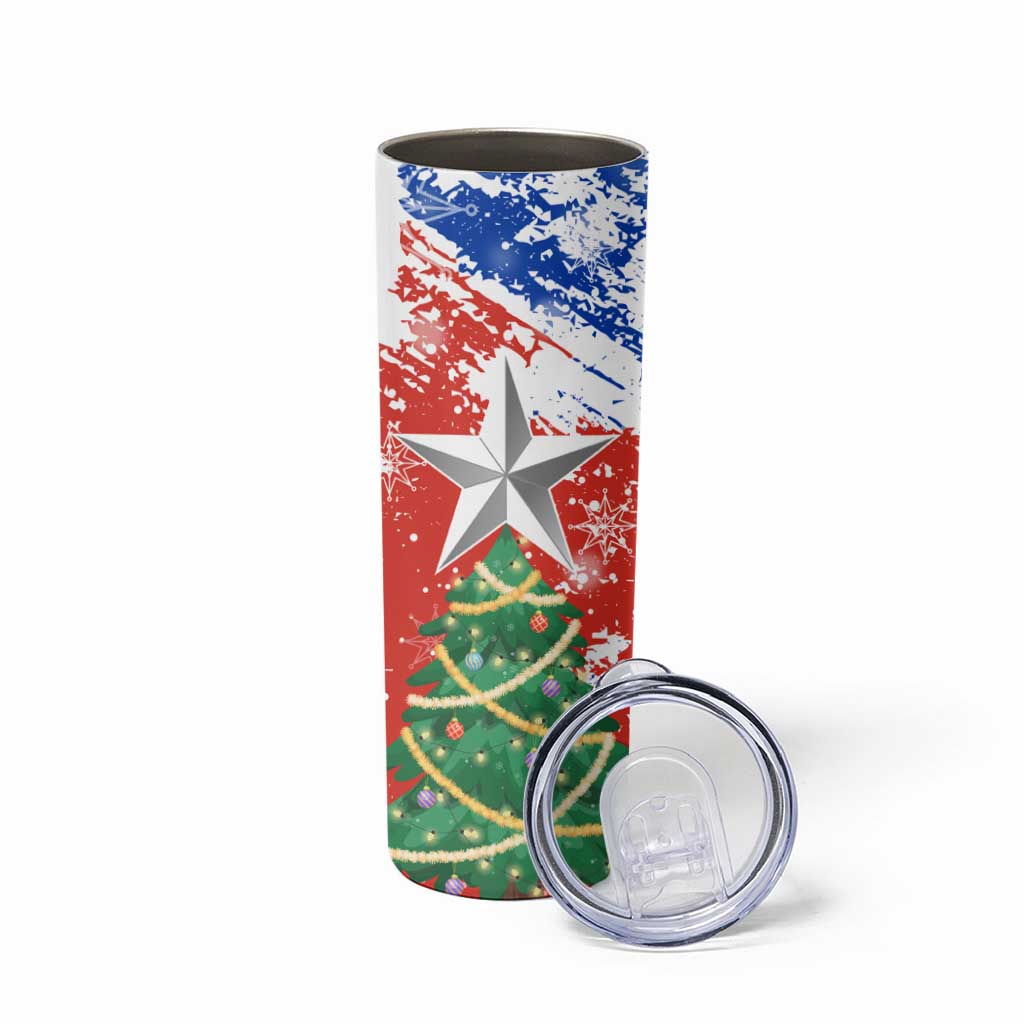 Chile Christmas Skinny Tumbler with Flag Colors Tree Reindeer Condor and Gift Design - Wonder Print Shop