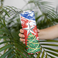 Chile Christmas Skinny Tumbler with Flag Colors Tree Reindeer Condor and Gift Design - Wonder Print Shop