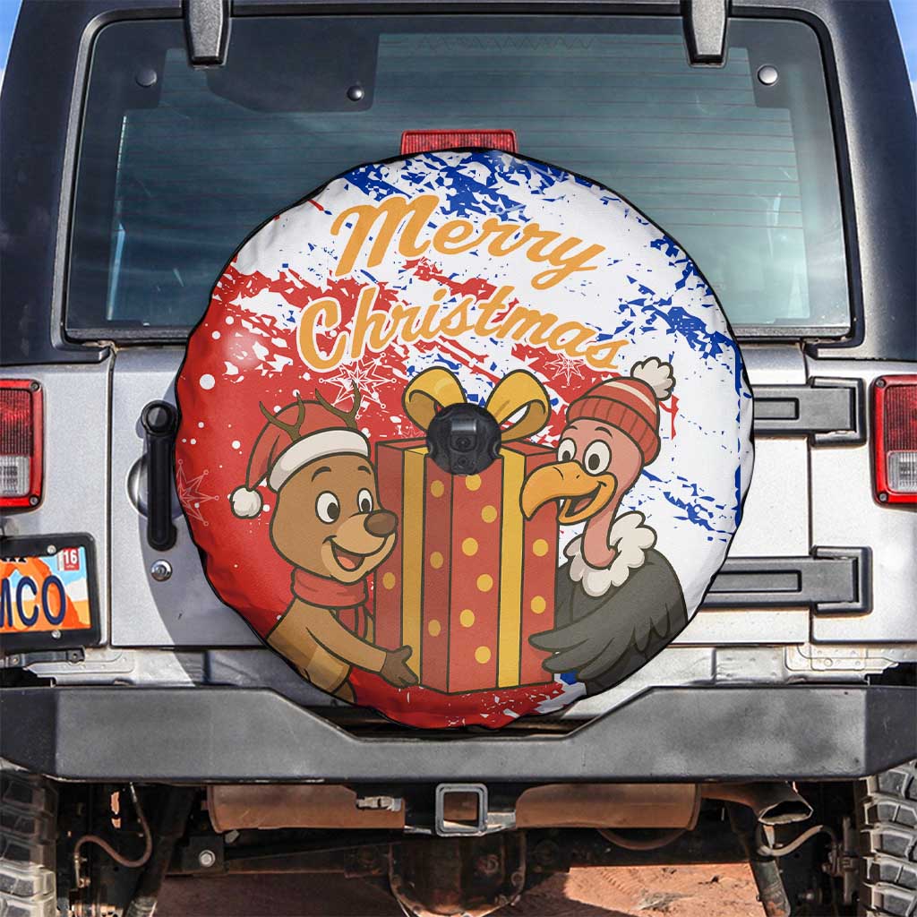 Chile Christmas Spare Tire Cover with Flag Colors Tree Reindeer Condor and Gift Design - Wonder Print Shop