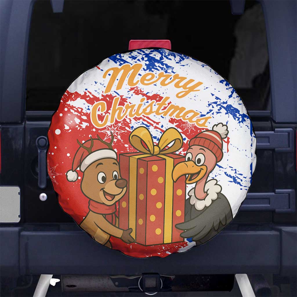 Chile Christmas Spare Tire Cover with Flag Colors Tree Reindeer Condor and Gift Design - Wonder Print Shop