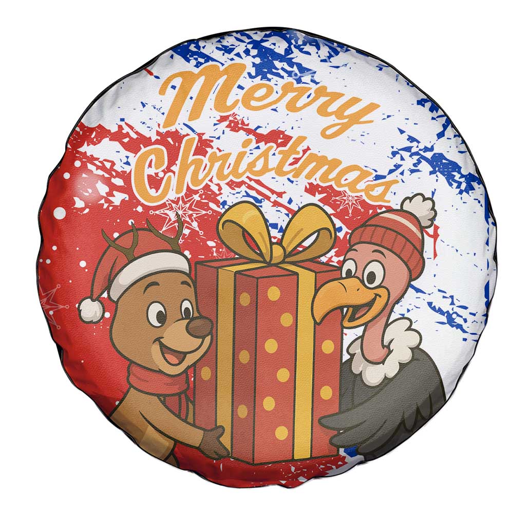 Chile Christmas Spare Tire Cover with Flag Colors Tree Reindeer Condor and Gift Design - Wonder Print Shop