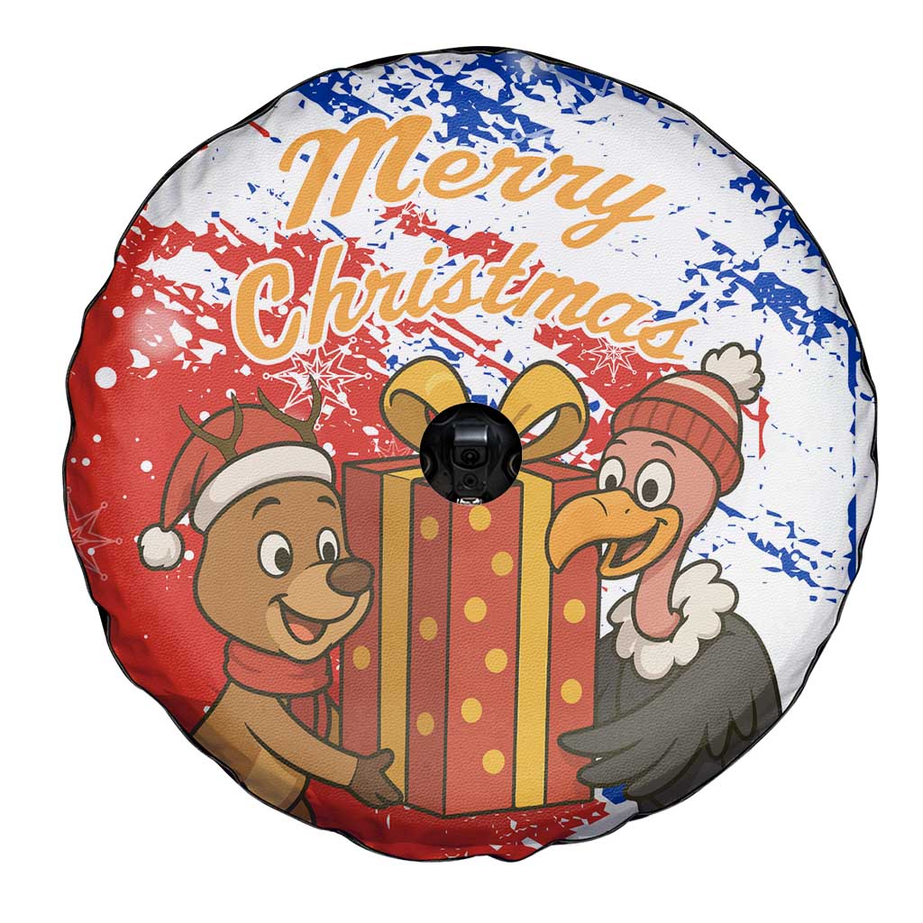 Chile Christmas Spare Tire Cover with Flag Colors Tree Reindeer Condor and Gift Design - Wonder Print Shop
