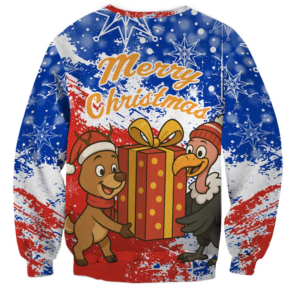 Chile Christmas Sweatshirt with Flag Colors Tree Reindeer Condor and Gift Design - Wonder Print Shop