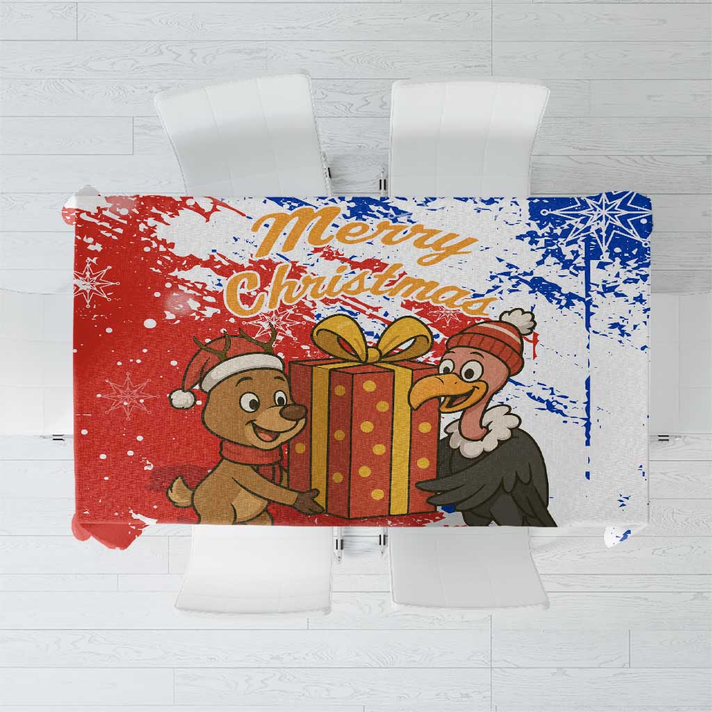 Chile Christmas Tablecloth with Flag Colors Tree Reindeer Condor and Gift Design - Wonder Print Shop