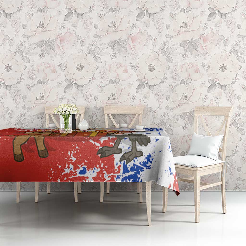 Chile Christmas Tablecloth with Flag Colors Tree Reindeer Condor and Gift Design - Wonder Print Shop