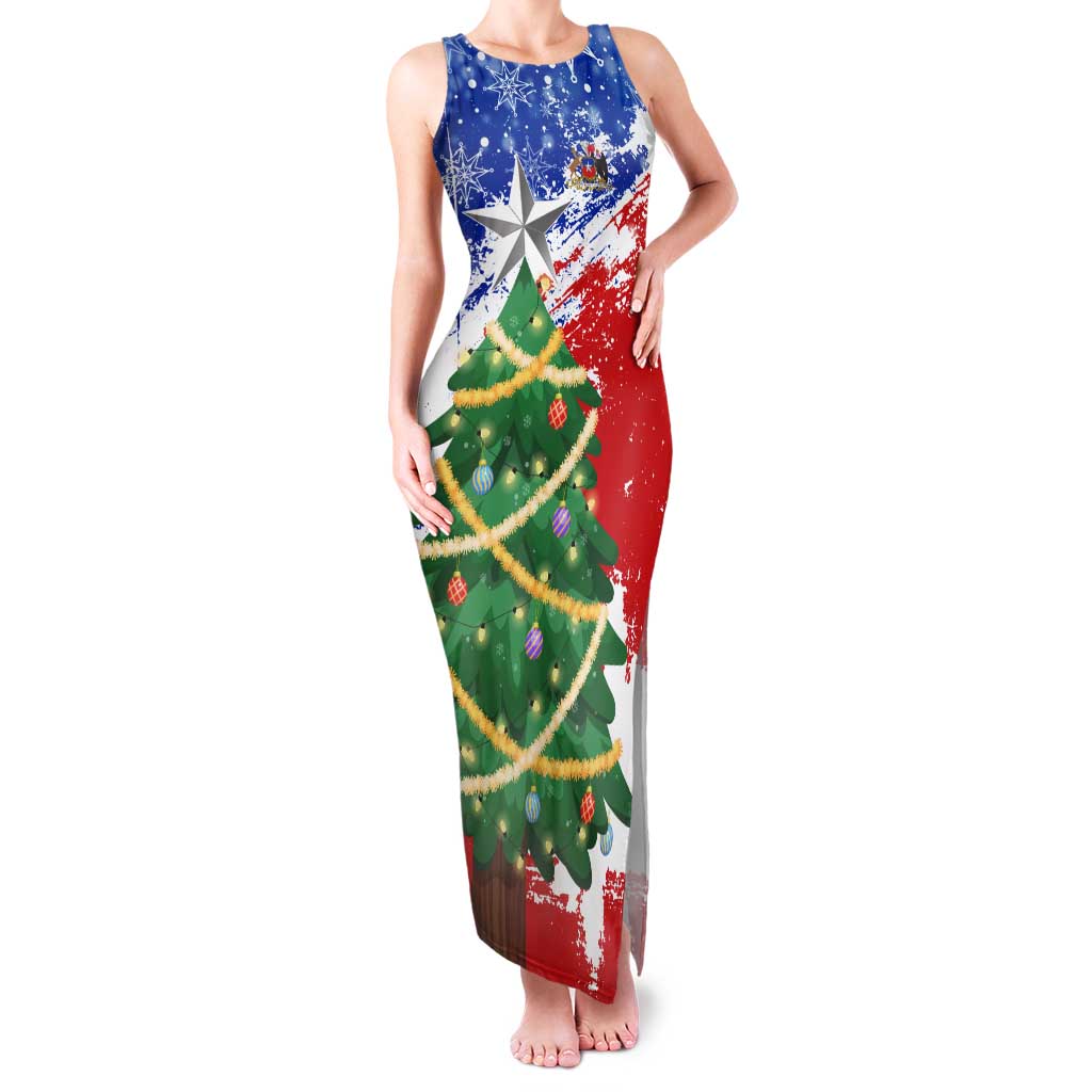Chile Christmas Tank Maxi Dress with Flag Colors Tree Reindeer Condor and Gift Design - Wonder Print Shop
