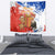 Chile Christmas Tapestry with Flag Colors Tree Reindeer Condor and Gift Design - Wonder Print Shop