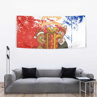 Chile Christmas Tapestry with Flag Colors Tree Reindeer Condor and Gift Design - Wonder Print Shop