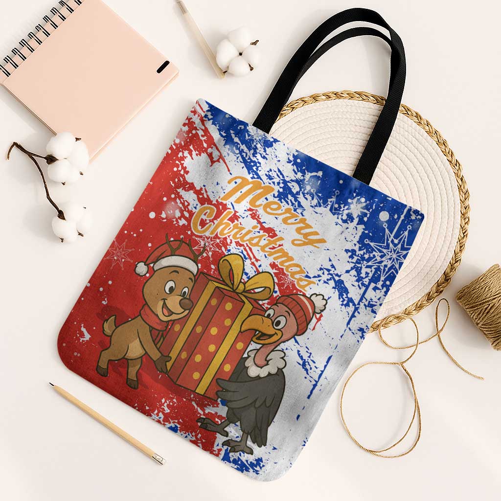Chile Christmas Tote Bag with Flag Colors Tree Reindeer Condor and Gift Design - Wonder Print Shop