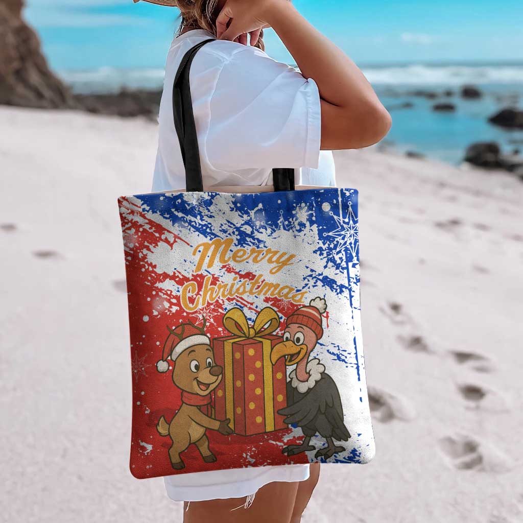 Chile Christmas Tote Bag with Flag Colors Tree Reindeer Condor and Gift Design - Wonder Print Shop
