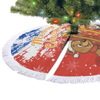 Chile Christmas Tree Skirt with Flag Colors Tree Reindeer Condor and Gift Design - Wonder Print Shop