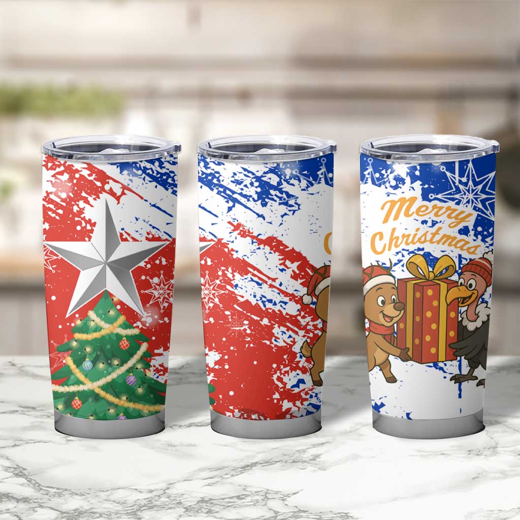 Chile Christmas Tumbler Cup with Flag Colors Tree Reindeer Condor and Gift Design - Wonder Print Shop
