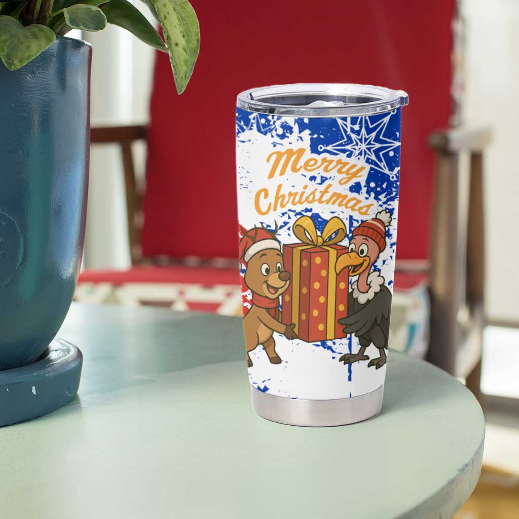 Chile Christmas Tumbler Cup with Flag Colors Tree Reindeer Condor and Gift Design - Wonder Print Shop