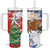 Chile Christmas Tumbler With Handle with Flag Colors Tree Reindeer Condor and Gift Design - Wonder Print Shop