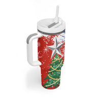 Chile Christmas Tumbler With Handle with Flag Colors Tree Reindeer Condor and Gift Design - Wonder Print Shop