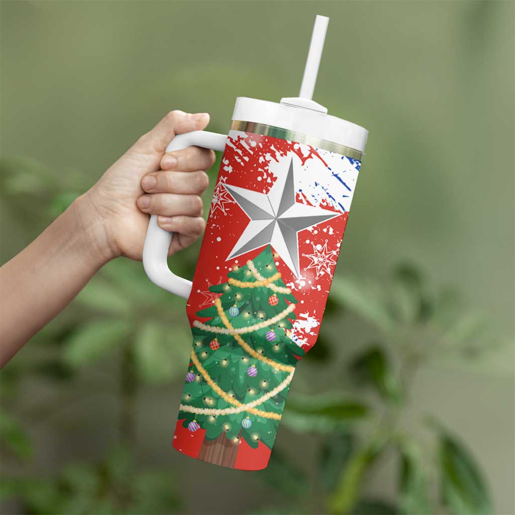 Chile Christmas Tumbler With Handle with Flag Colors Tree Reindeer Condor and Gift Design - Wonder Print Shop