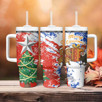 Chile Christmas Tumbler With Handle with Flag Colors Tree Reindeer Condor and Gift Design - Wonder Print Shop