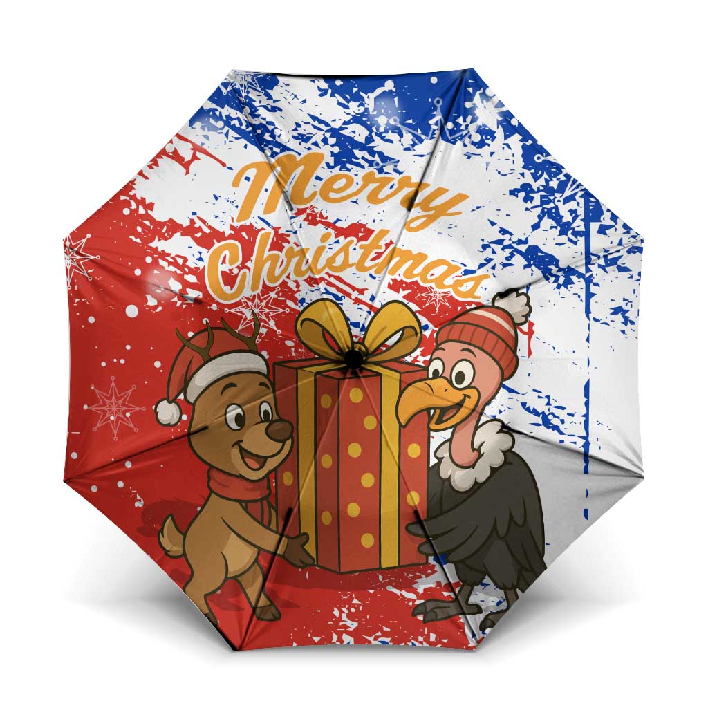 Chile Christmas Umbrella with Flag Colors Tree Reindeer Condor and Gift Design - Wonder Print Shop