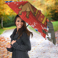 Chile Christmas Umbrella with Flag Colors Tree Reindeer Condor and Gift Design - Wonder Print Shop