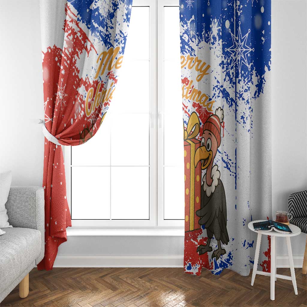 Chile Christmas Window Curtain with Flag Colors Tree Reindeer Condor and Gift Design - Wonder Print Shop