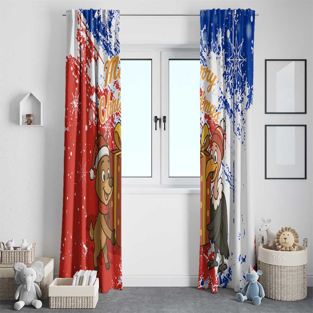 Chile Christmas Window Curtain with Flag Colors Tree Reindeer Condor and Gift Design - Wonder Print Shop