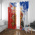 Chile Christmas Window Curtain with Flag Colors Tree Reindeer Condor and Gift Design - Wonder Print Shop