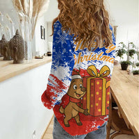 Chile Christmas Women Casual Shirt with Flag Colors Tree Reindeer Condor and Gift Design - Wonder Print Shop