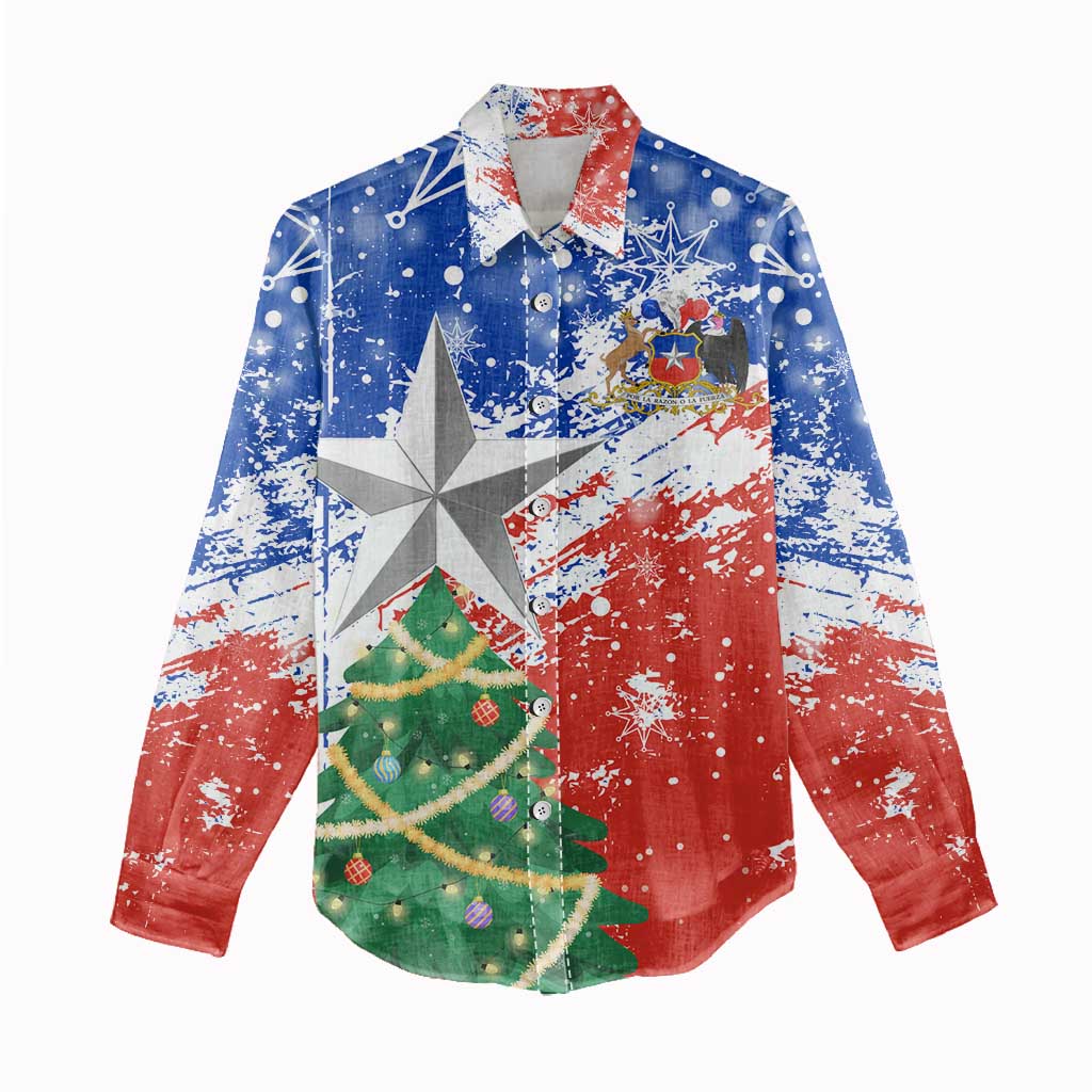 Chile Christmas Women Casual Shirt with Flag Colors Tree Reindeer Condor and Gift Design - Wonder Print Shop