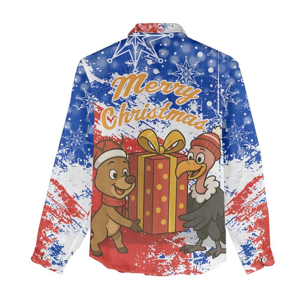 Chile Christmas Women Casual Shirt with Flag Colors Tree Reindeer Condor and Gift Design - Wonder Print Shop