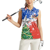 Chile Christmas Women Sleeveless Polo Shirt with Flag Colors Tree Reindeer Condor and Gift Design - Wonder Print Shop