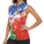 Chile Christmas Women Sleeveless Polo Shirt with Flag Colors Tree Reindeer Condor and Gift Design - Wonder Print Shop