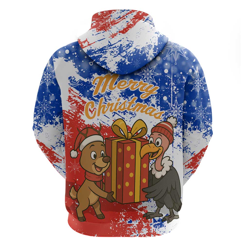 Chile Christmas Zip Hoodie with Flag Colors Tree Reindeer Condor and Gift Design - Wonder Print Shop