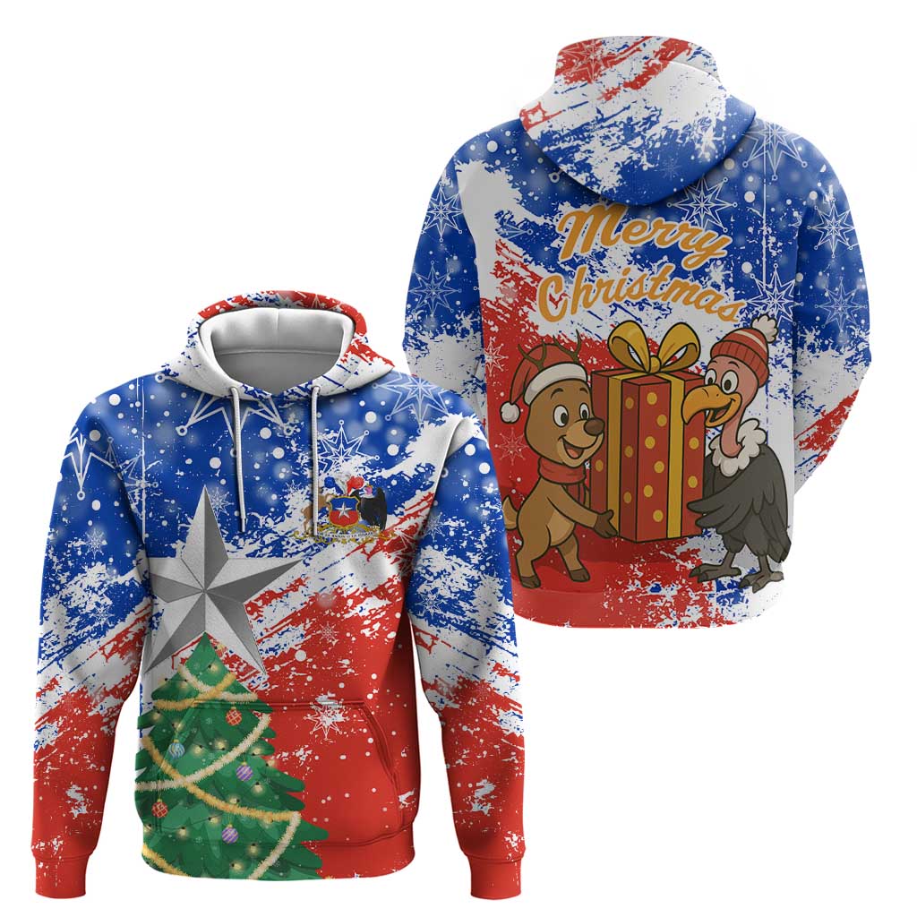 Chile Christmas Zip Hoodie with Flag Colors Tree Reindeer Condor and Gift Design - Wonder Print Shop