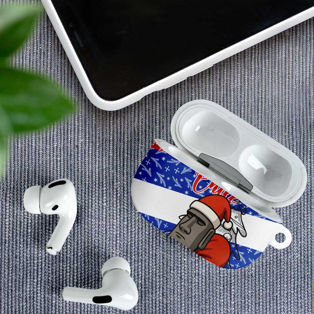 Chile Christmas AirPods Case with Moai Statues Santa Hats Snowflakes and Flag Colors Design - Wonder Print Shop