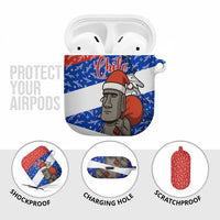 Chile Christmas AirPods Case with Moai Statues Santa Hats Snowflakes and Flag Colors Design - Wonder Print Shop
