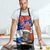 Chile Christmas Apron with Moai Statues Santa Hats Snowflakes and Flag Colors Design - Wonder Print Shop