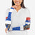 Chile Christmas Arm Sleeves with Moai Statues Santa Hats Snowflakes and Flag Colors Design - Wonder Print Shop