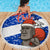 Chile Christmas Beach Blanket with Moai Statues Santa Hats Snowflakes and Flag Colors Design - Wonder Print Shop