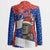 Chile Christmas Blazer with Moai Statues Santa Hats Snowflakes and Flag Colors Design - Wonder Print Shop