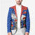 Chile Christmas Blazer with Moai Statues Santa Hats Snowflakes and Flag Colors Design - Wonder Print Shop