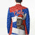 Chile Christmas Blazer with Moai Statues Santa Hats Snowflakes and Flag Colors Design - Wonder Print Shop