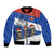 Chile Christmas Bomber Jacket with Moai Statues Santa Hats Snowflakes and Flag Colors Design - Wonder Print Shop