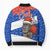 Chile Christmas Bomber Puffer Jacket with Moai Statues Santa Hats Snowflakes and Flag Colors Design - Wonder Print Shop